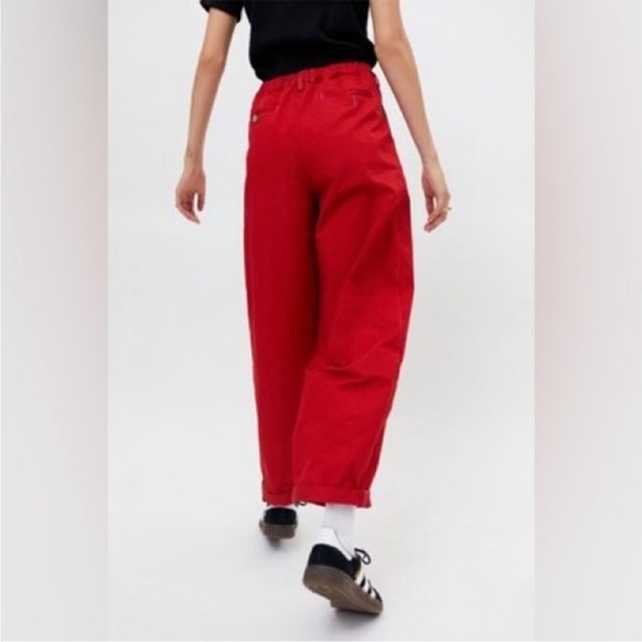 BDG Red Keaton Pleated Chino Cuffed Hem Pants Size Small - Picture 2 of 12
